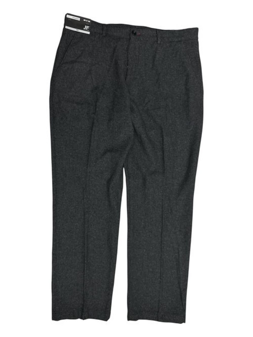 JF J Ferrar 38x32 Pants Regular Fit Dark Gray Charcoal Tweed Wool Flat Front